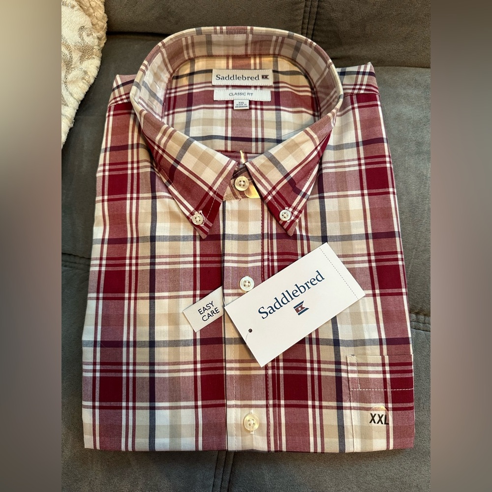 NWT Red/white plaid dress shirt